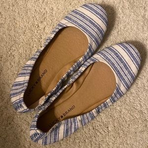 Lucky Brand flats. Size 10. Cream with Navy stripes.